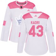 Wholesale Cheap Adidas Maple Leafs #43 Nazem Kadri White/Pink Authentic Fashion Women's Stitched NHL Jersey