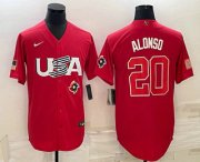 Wholesale Cheap Men's USA Baseball #20 Pete Alonso 2023 Red World Classic Stitched Jerseys