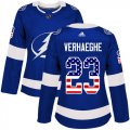 Cheap Adidas Lightning #23 Carter Verhaeghe Blue Home Authentic USA Flag Women's Stitched NHL Jersey