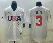 Wholesale Cheap Men's USA Baseball #3 Mookie Betts 2023 White World Baseball Classic Replica Stitched Jerseys