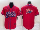 Wholesale Cheap Men's Buffalo Bills Red Team Big Logo With Patch Cool Base Stitched Baseball Jersey