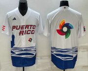 Wholesale Cheap Men's Puerto Rico Baseball Big Logo White 2023 World Baseball Classic Stitched Jerseys