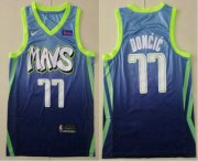 Wholesale Cheap Men's Dallas Mavericks #77 Luka Doncic Blue 2020 Nike City Edition Swingman Jersey With The Sponsor Logo