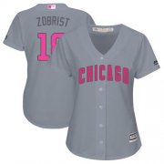 Wholesale Cheap Cubs #18 Ben Zobrist Grey Mother's Day Cool Base Women's Stitched MLB Jersey