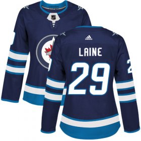Wholesale Cheap Adidas Jets #29 Patrik Laine Navy Blue Home Authentic Women\'s Stitched NHL Jersey