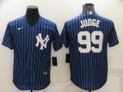 Wholesale Cheap Men's New York Yankees #99 Aaron Judge Navy Blue Pinstripe Stitched MLB Cool Base Nike Jersey