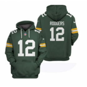 Wholesale Cheap Men\'s Green Bay Packers #12 Aaron Rodgers 2021 Green Pullover Hoodie