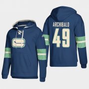 Wholesale Cheap Vancouver Canucks #49 Darren Archibald Blue adidas Lace-Up Pullover Hoodie