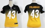 Wholesale Cheap Nike Steelers #43 Troy Polamalu Black/Yellow Women's Stitched NFL Elite Fadeaway Fashion Jersey