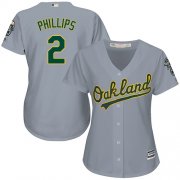 Wholesale Cheap Athletics #2 Tony Phillips Grey Road Women's Stitched MLB Jersey