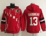 Wholesale Cheap Calgary Flames #13 Johnny Gaudreau Red Women's Old Time Heidi NHL Hoodie