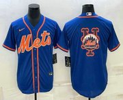 Wholesale Cheap Men's New York Mets Big Logo Navy Blue Cool Base Stitched Baseball Jerseys