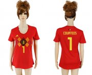 Wholesale Cheap Women's Belgium #1 Courtois Red Home Soccer Country Jersey