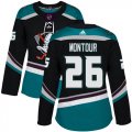 Wholesale Cheap Adidas Ducks #26 Brandon Montour Black/Teal Alternate Authentic Women's Stitched NHL Jersey