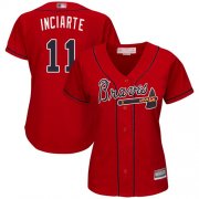 Wholesale Cheap Braves #11 Ender Inciarte Red Alternate Women's Stitched MLB Jersey