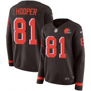 Wholesale Cheap Nike Browns #81 Austin Hooper Brown Team Color Women's Stitched NFL Limited Therma Long Sleeve Jersey