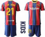 Wholesale Cheap Youth 2020-2021 club Barcelona home 21 red Soccer Jerseys