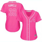Wholesale Cheap Braves #32 Cole Hamels Pink Fashion Women's Stitched MLB Jersey