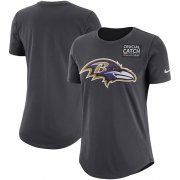 Wholesale Cheap NFL Women's Baltimore Ravens Nike Anthracite Crucial Catch Tri-Blend Performance T-Shirt