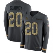 Wholesale Cheap Nike Vikings #20 Jeff Gladney Anthracite Salute to Service Youth Stitched NFL Limited Therma Long Sleeve Jersey