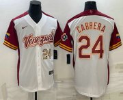 Wholesale Cheap Men's Venezuela Baseball #24 Miguel Cabrera Number 2023 White World Classic Stitched Jerseys