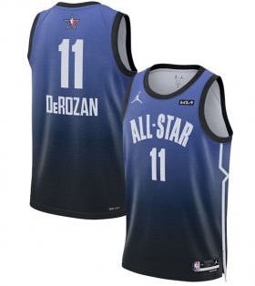 Wholesale Cheap Men\'s 2023 All-Star #11 DeMar DeRozan Blue Game Swingman Stitched Basketball Jersey