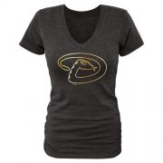 Wholesale Cheap Women's Arizona Diamondbacks Fanatics Apparel Gold Collection V-Neck Tri-Blend T-Shirt Black