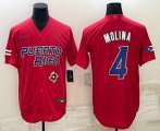 Wholesale Cheap Men's Puerto Rico Baseball #4 Yadier Molina 2023 Red World Baseball Classic Stitched Jersey