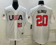 Wholesale Cheap Men's USA Baseball #20 Pete Alonso Number 2023 White World Baseball Classic Stitched Jersey