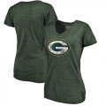 Wholesale Cheap Women's Green Bay Packers NFL Pro Line by Fanatics Branded Green Distressed Team Logo Tri-Blend T-Shirt