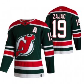 Wholesale Cheap New Jersey Devils #19 Travis Zajac Green Men\'s Adidas 2020-21 Reverse Retro Alternate NHL Jersey
