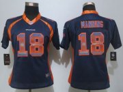 Wholesale Cheap Nike Broncos #18 Peyton Manning Blue Alternate Women's Stitched NFL Elite Strobe Jersey