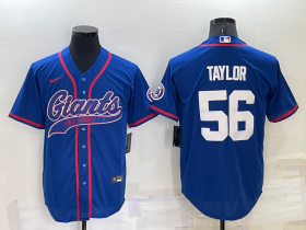 Wholesale Men\'s New York Giants #56 Lawrence Taylor Blue Stitched MLB Cool Base Nike Baseball Jersey