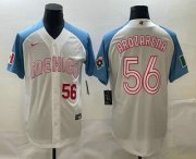 Wholesale Cheap Men's Mexico Baseball #56 Randy Arozarena Number 2023 White Blue World Classic Stitched Jersey1