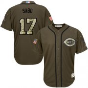Wholesale Cheap Reds #17 Chris Sabo Green Salute to Service Stitched Youth MLB Jersey