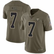 Wholesale Cheap Nike Saints #7 Taysom Hill Olive Men's Stitched NFL Limited 2017 Salute To Service Jersey