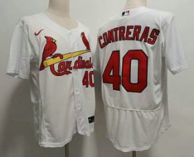 Wholesale Cheap Men\'s St Louis Cardinals #40 Willson Contreras White Stitched MLB Flex Base Nike Jersey