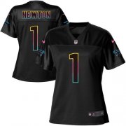 Wholesale Cheap Nike Panthers #1 Cam Newton Black Women's NFL Fashion Game Jersey