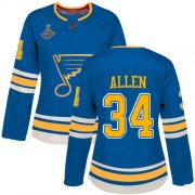 Wholesale Cheap Adidas Blues #34 Jake Allen Blue Alternate Authentic Stanley Cup Champions Women's Stitched NHL Jersey