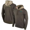 Wholesale Cheap Youth Jacksonville Jaguars Nike Olive Salute to Service Sideline Therma Pullover Hoodie
