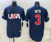 Wholesale Cheap Men's USA Baseball #3 Mookie Betts 2023 Navy World Baseball Classic Stitched Jerseys