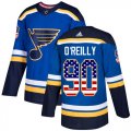 Wholesale Cheap Adidas Blues #90 Ryan O'Reilly Blue Home Authentic USA Flag Stitched Youth NHL Jersey