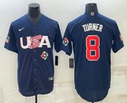 Wholesale Cheap Men's USA Baseball #8 Trea Turner 2023 Navy World Baseball Classic Stitched Jersey