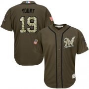 Wholesale Cheap Brewers #19 Robin Yount Green Salute to Service Stitched Youth MLB Jersey