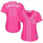 Wholesale Cheap Cardinals #13 Matt Carpenter Pink Fashion Women's Stitched MLB Jersey