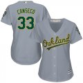 Wholesale Cheap Athletics #33 Jose Canseco Grey Road Women's Stitched MLB Jersey