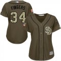 Wholesale Cheap Padres #34 Rollie Fingers Green Salute to Service Women's Stitched MLB Jersey
