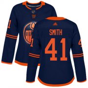 Wholesale Cheap Adidas Oilers #41 Mike Smith Navy Alternate Authentic Women's Stitched NHL Jersey