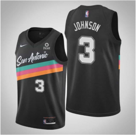 Wholesale Cheap Men\'s San Antonio Spurs #3 Keldon Johnson Black 2021 Nike City Edition Swingman Stitched NBA Jersey With The NEW Sponsor Logo