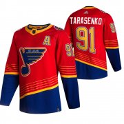 Wholesale Cheap St. Louis Blues #91 Vladimir Tarasenko Red Men's Adidas 2020-21 Reverse Retro Alternate NHL Jersey